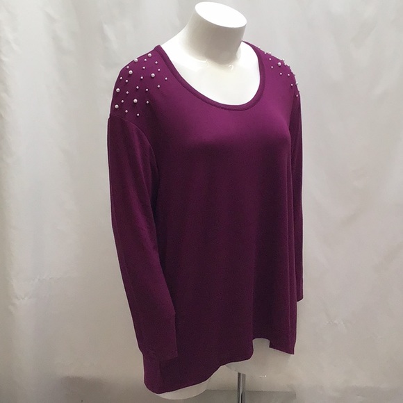 🆕NEW! Faux Pearl Shoulder French Terry Tee - Picture 11 of 14